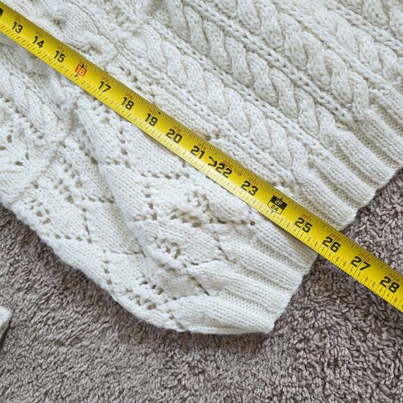 Vintage Fisherman Cable Knit Sweater Women XL Cream Chunky Boho Minimal Cottage - Picture 9 of 9